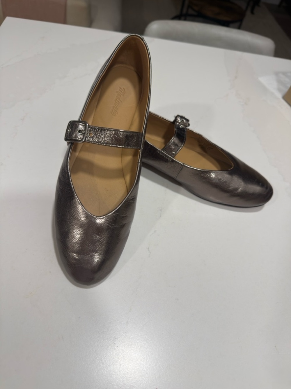 Madewell Leather Mary Jane Flats - Pewter - Picture 7 of 12